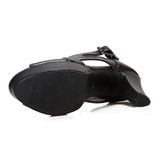 Women's Block Heeled Platform Sandals - Black - Heels - 43 B - PU Leather - image 25