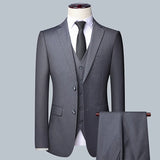 Men's High Quality 3 Pcs Formal Dress Suit - Grey - 1 / 3 Pcs Suit - M (EUR XXS) - Polyester - image 36