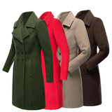 Women's Slim Fit Double Breast Overcoat - Khaki - Women's Jacket - XXXL - Polyester - image 1