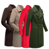 Women's Slim Fit Double Breast Overcoat - Khaki - Women's Jacket - XXXL - Polyester - image 6