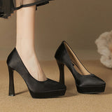 Women's Elegant Satin High Heel Pumps - Pink - 1 / 12cm Heel - 41 B - PU Patent Leather - image 17