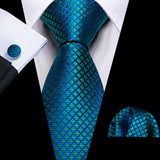 Funki Buys | Neckties | Men's 3 Pcs Teal Geometric Tie Set
