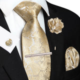 Men's 5 Pcs Silk Tie & Accessorie Gift Set - Avocado Green - 003 - One Size - Silk - image 18