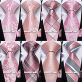 Men's 4 Pcs Formal Pink Silk Tie Sets - Pink - 7710 - One Size - Silk - image 30