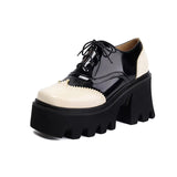 Women's British Walker Chunky Platforms - Black/Beige - Platform Chunky Shoes - 43 B - PU Patent Leather - image 11