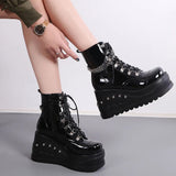 Women's Gothic Punk Platform Ankle Boots - Black - 1 / Matte / Ankle Boots - 43 B - PU Leather - image 20