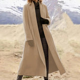 Women's Long Woolen Cardigan Coat - Black - Jacket - 3XL - Wool Blend - image 7