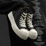 Women's Men's Platform High Top Sneakers - Black - Platform Sneakers - 46 B - Canvas - image 4