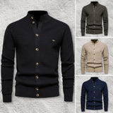 Men's Mock Neck Button Knit Cardigan - Khaki - Mock Neck Cardigan - Size XXL 88-95 kg - Cotton - image 22