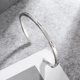 Men's Women's Geometric Bangle - Silver - Adjustable - Alloy/Silver Plated - image 3