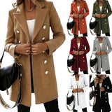Women's Suit Collar Double Breast Coats - Khaki - Women's Jacket - XXXL - Cashmere - image 2