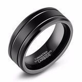 Tungsten Brushed Black Grooved Band - Black - Wedding Band 8mm - 13 - Tungsten - image 7