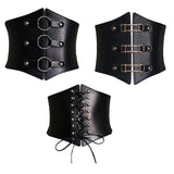 Women's Under Bust Waist Cincher Belts - Black - Round - Waist 60-80cm - PU Leather - image 1