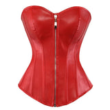 Women's Faux Leather Zip Up Corset - Black - Zip Up Corset - 7XL - PU Leather - image 2