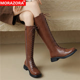 Women's Real Leather Lace Up Riding Boot - Brown - 1 / Short Plush - 10.5 B - Genuine Leather - image 3