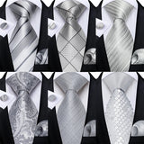 Funki Buys | Neckties | Men's 3 Pcs Silver Grey Formal Tie Set