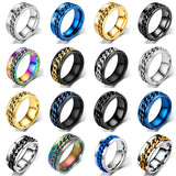 Men's Moveable Ring Titanium Steel Ring - Black/Gold - Spinner Anxiety Ring - 11 - Titanium - image 9