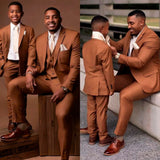 Men's 3 Pcs Formal Wedding Suit Slim Fit - Brown - 1 / 3 Piece Slim Fit Suit - 5XL - Polyester - image 20