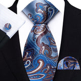 Men's 3 Pcs Silk Paisley Formal Tie Set - Blue - TZ-Y08 - One Size - Silk - image 22