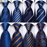 Funki Buys | Neckties | Men's 3 Pcs Navy Formal Silk Tie Set