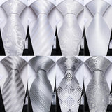 Men's 3 Pcs Formal White Silver Tie Sets - Silver Gray - MJ-0484 - One Size - Silk - image 38