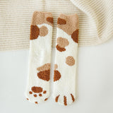 Unisex Fuzzy Warm Paw Print Socks 6 Pcs - Beige - 6 Pcs / Spots / Socks - One Size - EU35-41 - Polyester - image 15
