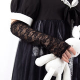 Women's Long Lace Fingerless Gloves - Black - Long Lace Gloves - One Size - Acetate - image 9