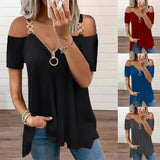 Women's Chain Link Strap Zipper Shirt - Blue - Zip Top - 5XL - Polyester - image 4