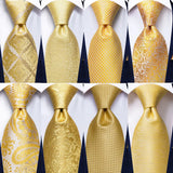 Men's 3 Pcs Classic Yellow Gold Tie Sets - Gold - C-3053 - One Size - Silk - image 22