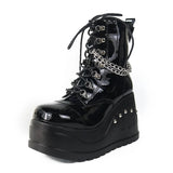 Women's Gothic Punk Platform Ankle Boots - Black - 2 / Patent / Ankle Boots - 43 B - PU Leather - image 30