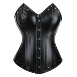 Women's Faux Leather Fitted Corset - Black - Zip Up Corset - 7XL - PU Leather - image 16