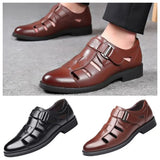 Men's Closed Toe Buckle Strap Sandals - Brown - Sandals - 48 B - PU Leather - image 2