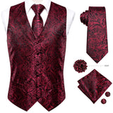 Men's 5 Pcs Fashion Silk Waistcoat Tie Sets - Burgundy - MJ-0024-0056 - 3XL - Silk/Rayon/Polyester - image 2