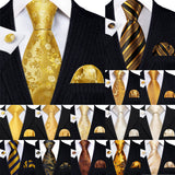 Men's 3 Pcs Classic Gold Tie Set - Gold - N-5150 - One Size - Silk - image 36