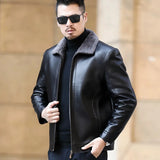 Men's Leather Fleece Lined Short Jackets - Black - Men's Business Jacket - 7XL - Genuine Leather - image 6