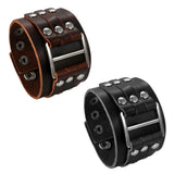 Unisex Leather Studded Wristband - Black - Gothic Bracelet - Medium - PU Leather - image 1