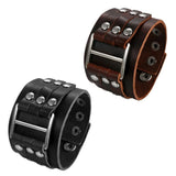 Unisex Leather Studded Wristband - Black - Gothic Bracelet - Medium - PU Leather - image 19