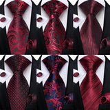 Funki Buys | Neckties | Men's 3 Pcs Burgundy Red Luxury Tie Sets