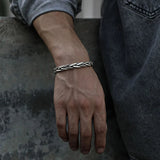Men's Women's Braided Twist Bracelet - Silver - AL6122 - Adjustable - Alloy/Silver Plated - image 2