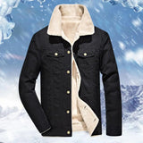 Men's Washed Thick Fleecy Winter Jacket - Army Green - Fleecy Jacket - 6XL - Cotton - image 4