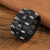 Unisex Leather Gothic Wristband - Black - Gothic Bracelet - Medium - PU Leather - image 4
