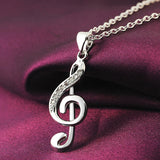 Unisex Music Note Rhinestone Pendant - Silver - Music Note Necklace - L - Stainless Steel - image 2