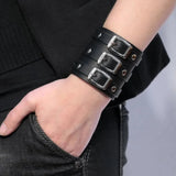 Unisex Leather Buckle Clip Wristbands - Black - 1 / 2 Pcs Wristbands - Medium - PU Leather - image 11
