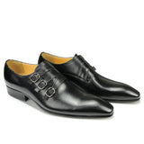 Men's Genuine Leather Pointed Toe Shoes - Wine Red - Dress Shoes - 50 B - Genuine Leather - image 6