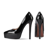 Women's Genuine Patent Black Stilettos - Black - 14cm Heel - 44 B - Patent Leather - image 11