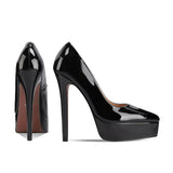 Women's Genuine Patent Black Stilettos - Black - 14cm Heel - 44 B - Patent Leather - image 7