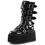 Women's Platform Gothic Ring Buckle Boot - Black - Patent Boots - 43 B - PU Leather - image 5