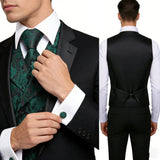 Men's 4 Pcs Formal Floral Tie Vest Sets - Brown - 4pc Tie Set - HT-MJ-0093 - 3XL - Silk - image 33
