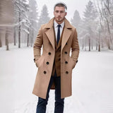 Men's Large Button Business Overcoat - Beige - Jacket - 3XL - Polyester - image 16