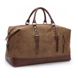 Travel Bags Canvas Leather Overnight Bag - Coffee - Travel Bag - Canvas/Leather - image 2